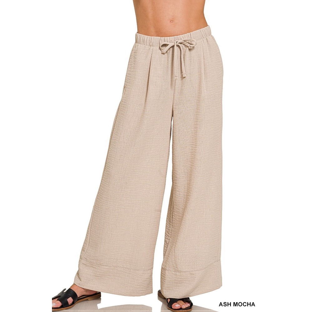 NWOT Zenana Woven Airflow Drawstring Pants Sz S